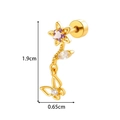 Gold flower butterfly cartilage stud with purple zircon and dual screw back for women - Flower Butterfly Style (902-8# Gold)