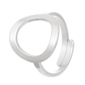 Detail of silver hollow circle open ring showing minimalist adjustable metal design - Adjustable Open / Silver Color (Hollow Round)