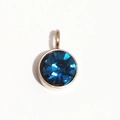 Pendentif en acier inoxydable doré 6mm avec pierre de naissance bleue et anneau - Or Rose Décembre