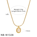 Elegant gold-plated geometric necklace featuring a white mother of pearl oval pendant - Gold White Oval Pendant (NB-N1328)