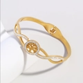 18K gold plated bangle featuring a Tree of Life motif and sparkling cubic zirconia stones - Real Gold Plated Tree Bangle (NV03-1)