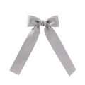 Elegant silver grey long ribbon bow hair clip with silky satin finish for girls - Silver Gray