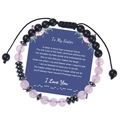 Morsecode Armband mit 6mm Rosa Kristall und Matten Steinperlen Geschenk für Schwester - Schwester Stil