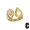 Vintage gold teardrop open ring with bow design and sparkling pavé cubic zirconia - C-Teardrop Style