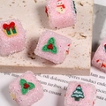 Perle cubiche rosa con ciondoli natalizi come pupazzi di neve per gioielli fai-da-te - Stile Natalizio-10 (Cristallo Rosa/Misto) / 21mm / Stile di Natale 10