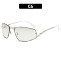 Chic silver metal square rimless sunglasses with rhinestone-studded grey lenses C6 - Silver Frame Silver Lens (C6)