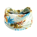 Grünes Boho Yoga-Stirnband mit Palmblattmuster und elastischem Baumwollgewebe - Hellgrün Blau Orange Braun Tropisches Blatt(#166)