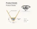 S925 sterling silver necklace with teardrop moissanite pendant D VVS1 3ex - Gold - Flying Saucer (0.1ct)