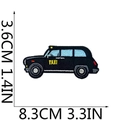 Classic black London taxi embroidered iron-on patch, size 8.3x3.6cm for clothing - Taxi