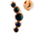 Rose gold ear crawler stud with five curved blue-green fire opals for cartilage piercing - Rose Gold - OP19 Opal Curved
