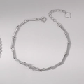 Minimalist sterling silver bracelet featuring a unique bamboo-style twig link design in silver - Women's Branch Bracelet