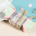Pince à cheveux mignonne en forme de bonbon en acétate avec strass et texture rayée - Forme de Bonbon / Rose Vert Rayé Color Block