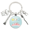 Dental theme keychain with toothpaste brush and floss charms featuring glass pendant - Cold/Hot/Acid Sensitive Teeth