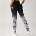 Mallas de yoga sin costuras de talle alto con degradado negro gris y patrón jaspeado - S / Gris Degradado