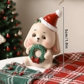 Cute resin Christmas bunny figurine with Santa hat and wreath, size details 5cm by 3.2cm - Little Rabbit