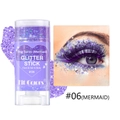 Glitterstick-textuur en oogmake-up met paarse pailletten en stervormige glanzende vlokken - 6# Zeemeermin