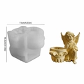 Sitting angel candle holder silicone mold with finished plaster statue 11x10.5cm - Pensive Angel Style (Pensive Angel-Candle Cup)