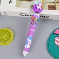 Purple multi-color ballpoint pen with unicorn and moon topper for school students - Moon Unicorn - Purple