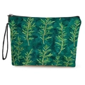 Floral makeup bag with green leaf print, zipper closure and wrist strap for travel - Branching Green Plant Pattern (Style 4)