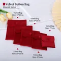 Red velvet jewelry pouches set in five sizes with premium snap button closures - Wine Red (Butterfly Mouth) / 8*10cm