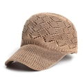 Detail of breathable knit mesh texture on brown sun hat with wave hollow pattern - 56-59cm / Khaki