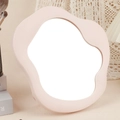 Irregular cloud-shaped makeup mirror in light pink with a matte wavy desktop frame - Irregular Arc Makeup Mirror Pink