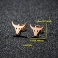 Rose gold ox head stud earrings with 0.8cm by 1cm dimensions and 2g weight details - 057 Bull Head Rose Gold
