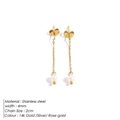 Pendientes minimalistas de acero inoxidable chapado en oro con elegantes perlas blancas - Dorado