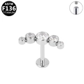 ASTM F136 titanium labret stud with five clear zircons and internal threading - Silver Arched Five Zirconia (G23LAI150-S1208060)