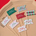 Set of 80 Christmas cupcake toppers featuring assorted festive patterns and Merry Christmas text - Star Single-sided Flag Toppers 80pcs