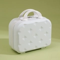 Mini 14-inch white hardshell suitcase with bow texture and ergonomic handle - White
