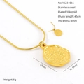 18K gold plated stainless steel snake chain with irregular hammered oval pendant - Irregular Hammered Round Style (ZYG1623+066)