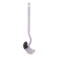 S-shaped curved toilet brush with long white handle and dual-color bristles - White