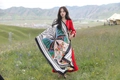 Ethnic bohemian paisley print sun protection shawl for beach travel and vacations - White Black Red Green Ethnic (Ethnic Style-13)