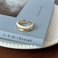 Double-layered gold and white enamel butterfly heart ring in a stackable open design - Double Gold White Enamel