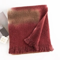 Thick burgundy gradient cashmere-like scarf with paisley print and tassel details - 180*40cm / Burgundy