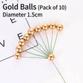 Lot de 10 boules décoratives dorées 1.5cm avec fils flexibles pour décoration gâteau - Boule d'or / 1.5cm (Lot de 10)