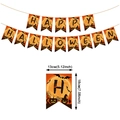 Happy Halloween banner with orange pumpkin patterns and dimensions for party decoration - Halloween Banner Style D