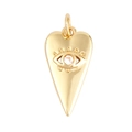 Gold plated heart pendant with devil eye relief and clear crystal inlay details - Gold Heart Relief Eye Style (K097726L1)