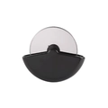 Stainless steel pizza cutter roller with a black ergonomic handle on white background - Black