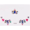 Face gem stickers FG302 with pink and blue heart-shaped rhinestones for festival makeup - FG302 Heart Teardrop Style