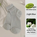 Light blue silk low cut socks featuring thin breathable texture and cooling effect - One Size / Light Blue