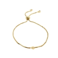 Adjustable golden box chain bracelet with sliding clasp and sparkling crystal charms - Gold with CZ