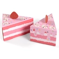 Pink and white triangle cake shaped paper gift boxes with strawberry print and cream decor - Pink Strawberry / 14.5*11*7.5cm