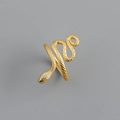 Macro shot of gold snake ring detail featuring textured scales and coiled wrap design - Adjustable Open / Gold
