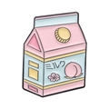 Cute pink peach milk carton enamel pin badge with Japanese text for backpacks - XZ8654-Peach Milk Box