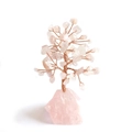 Handmade pink crystal tree of life with rose quartz base for home and office decor - Rose Quartz Tree (45 Chips) + Rose Base