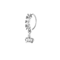 Silver butterfly nose ring with crown pendant and sparkling zircon stones on white background - Crown Style - Silver (BH089-1)
