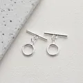 Macro shot of silver-plated 14K gold toggle clasps for DIY jewelry making material - Style J Shiny Round / Silver