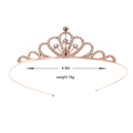 Serre-tête couronne de princesse or rose avec strass, hauteur 1,5 pouce et poids de 18g - Couronne à motif de cœur évidé symétrique en or rose (Style 32)